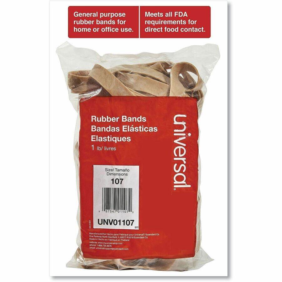 Size: #107 - 7" Length x 0.6" Width - 48 lb/in - Rubber - Beige - 40 / Pack