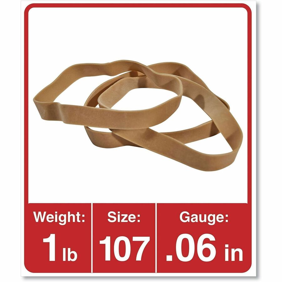 Size: #107 - 7" Length x 0.6" Width - 48 lb/in - Rubber - Beige - 40 / Pack