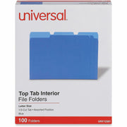Universal 1/3 Tab Cut Letter Top Tab File Folders, Assorted Tab Position, 11 pt. Stock, 8.5" x 11", Box of 100