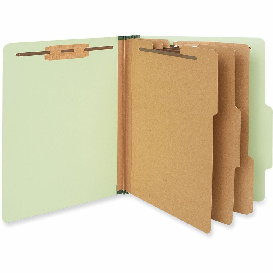 Universal 2/5 Tab Cut Letter Classification Folder - 8 1/2" x 11" - 3" Expansion - 8 Fastener(s) - 2" Fastener Capacity - Top Tab Location - Right of Center Tab Position - 3 Divider(s) - Green - 10 Box