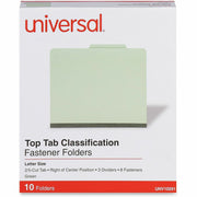 Universal 2/5 Tab Cut Letter Classification Folder - 8 1/2" x 11" - 3" Expansion - 8 Fastener(s) - 2" Fastener Capacity - Top Tab Location - Right of Center Tab Position - 3 Divider(s) - Green - 10 Box