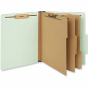 Universal 2/5 Tab Cut Letter Classification Folder - 8 1/2" x 11" - 3" Expansion - 8 Fastener(s) - 2" Fastener Capacity - Top Tab Location - Right of Center Tab Position - 3 Divider(s) - Gray, Green - 10 Box