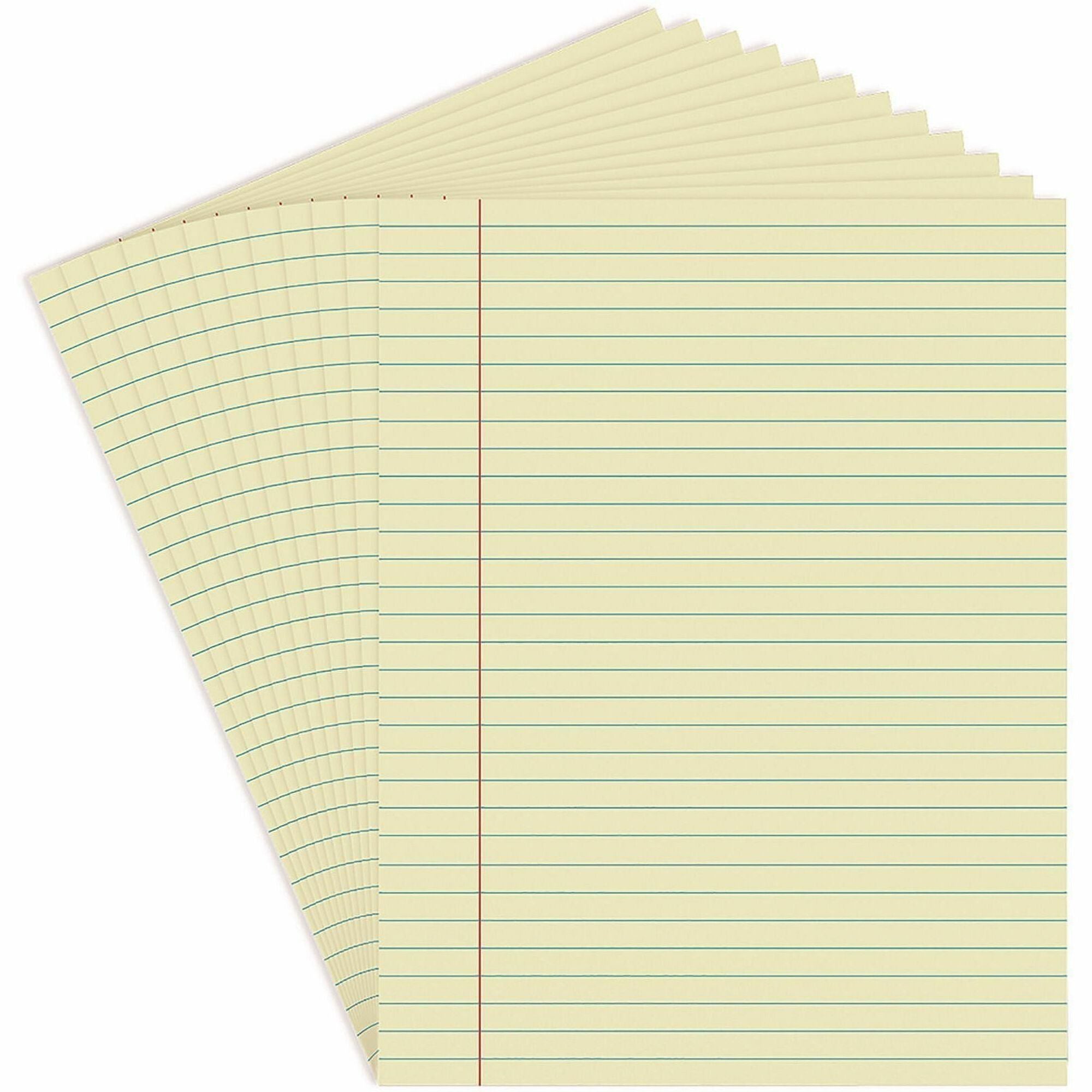 1 Subject(s) - 50 Sheets - Glued - Wide Ruled, Legal Ruled Front Ruling - 16 lb Basis Weight - 11" Height x 8.5" Width - Canary Paper - Chipboard Cover - 1 Dozen