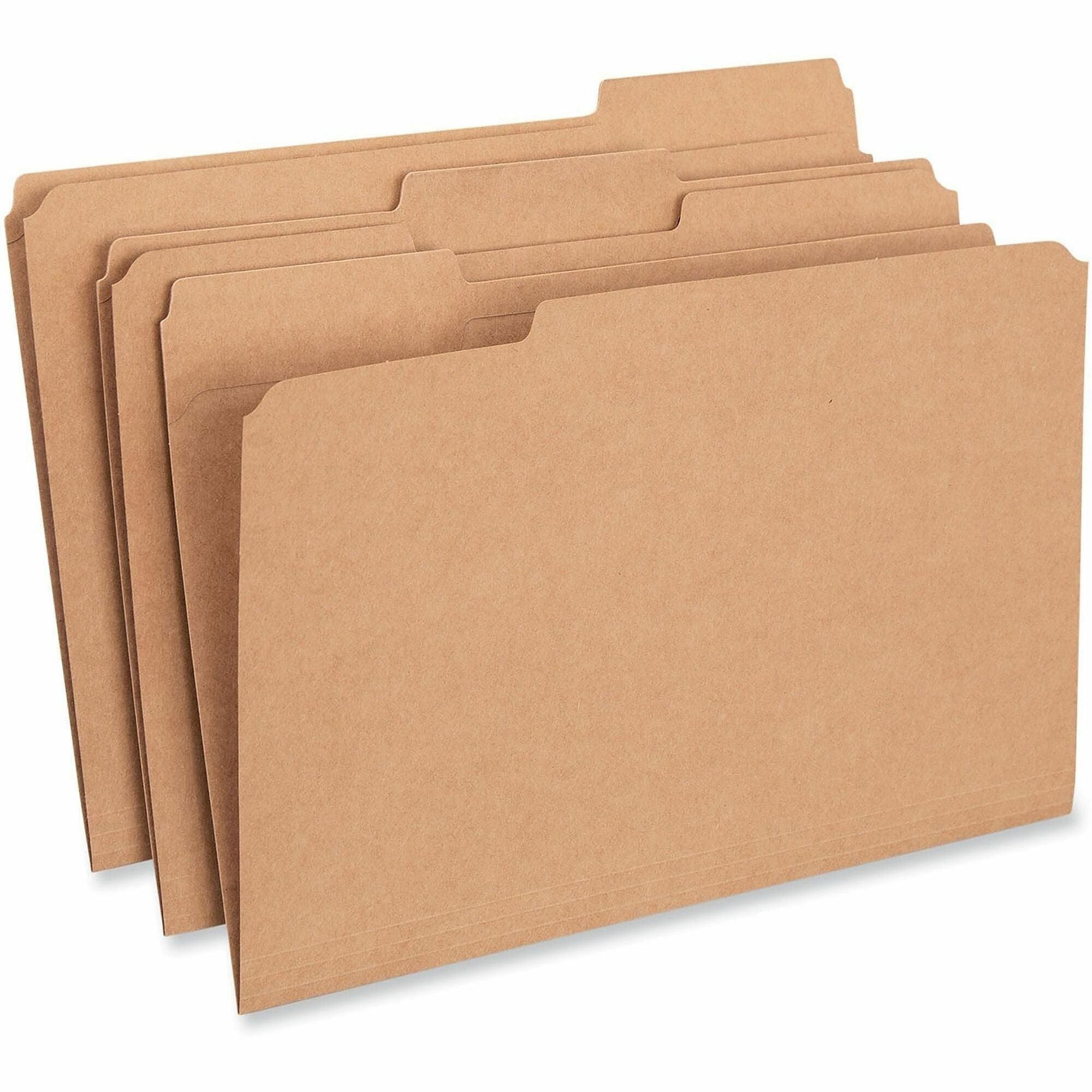 Universal 1/3 Tab Cut Legal Top Tab File Folder - 8 1/2" x 14" - 3/4" Expansion - Assorted Tab Position - 11 pt. - Kraft - 100 Box