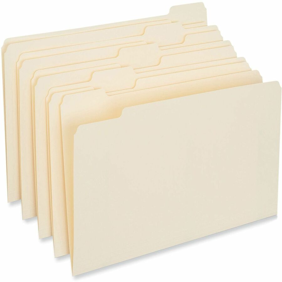 Universal 1/5 Tab Cut Letter Top Tab File Folder, 8.5" x 11", 3/4" Expansion, Assorted Tab Position, 11 pt. Manila, 100/Box