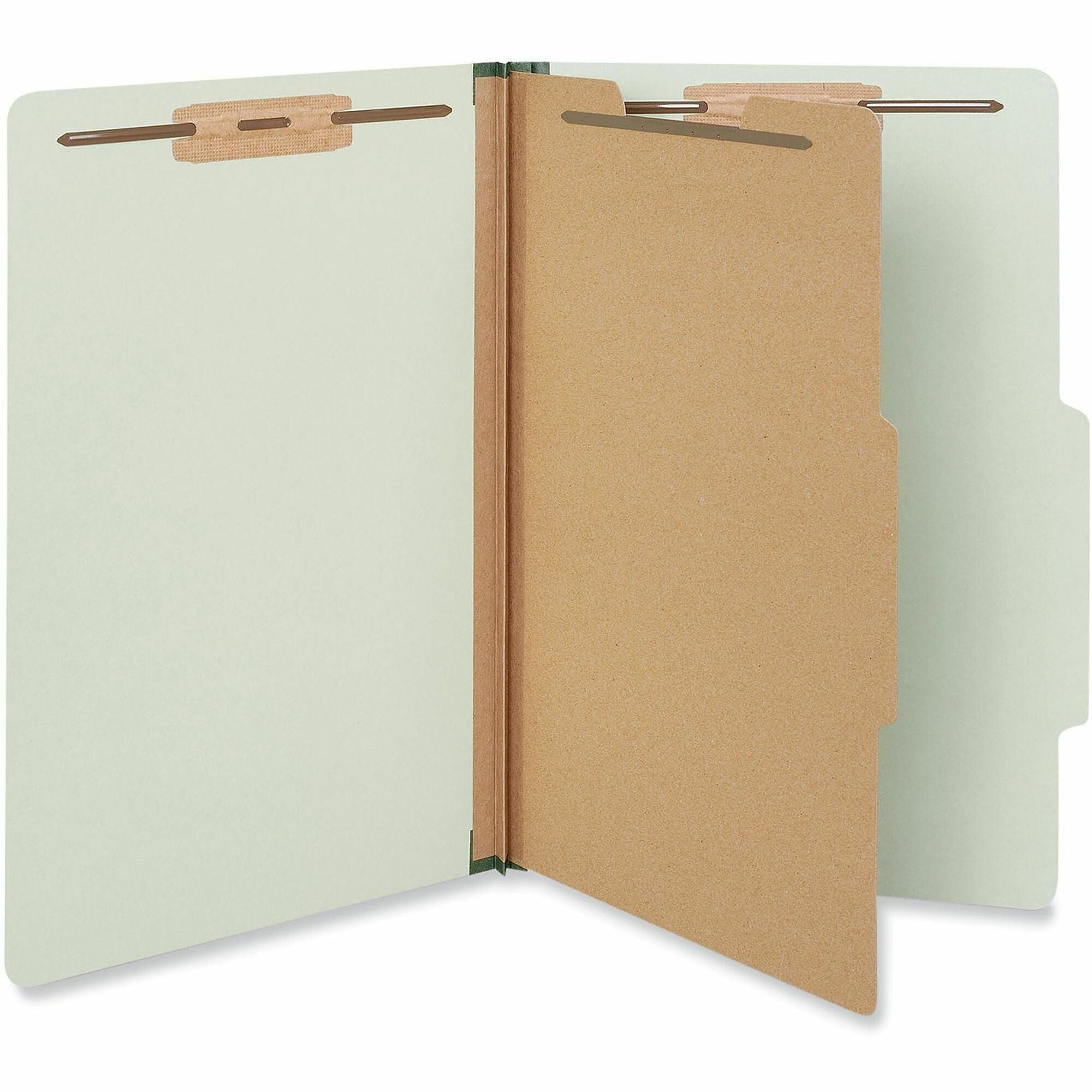 Universal 2/5 Tab Cut Legal Classification Folder - 8 1/2" x 14" - 2" Expansion - 4 Fastener(s) - 2" Fastener Capacity - Top Tab Location - Right of Center Tab Position - 1 Divider(s) - Green - 10 Box