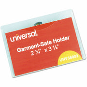 Universal Name Badge Holder, Horizontal, Clear Plastic, Top Loading, Clip-on, 50/Box