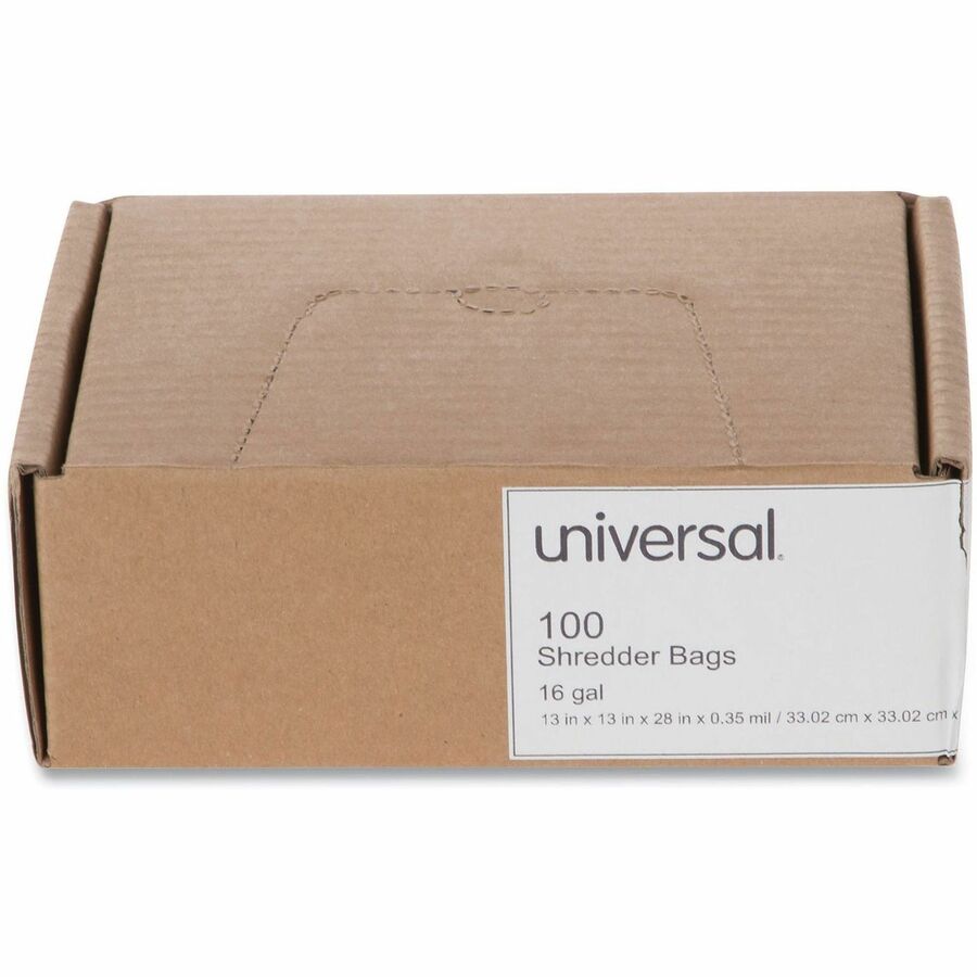 Universal Shredder Bag - 16 gal - 28" Height x 13" Width x 13" Depth - High-density Polyethylene (HDPE) Resin - Clear - 100 / Box