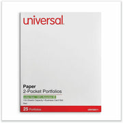 Universal Two-Pocket Folder, Embossed Leather Grain Paper, 11" x 8.5", Red, 2 Pockets, Business Card Holder, 25/Box
