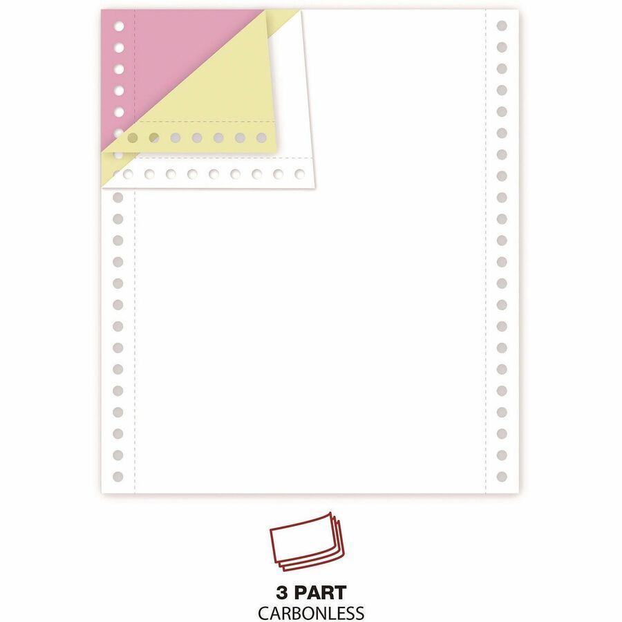 Universal Continuous Paper - 92 Brightness - 15 lb Basis Weight - White, Canary, Pink - 1200 Sheets - 1200 / Carton