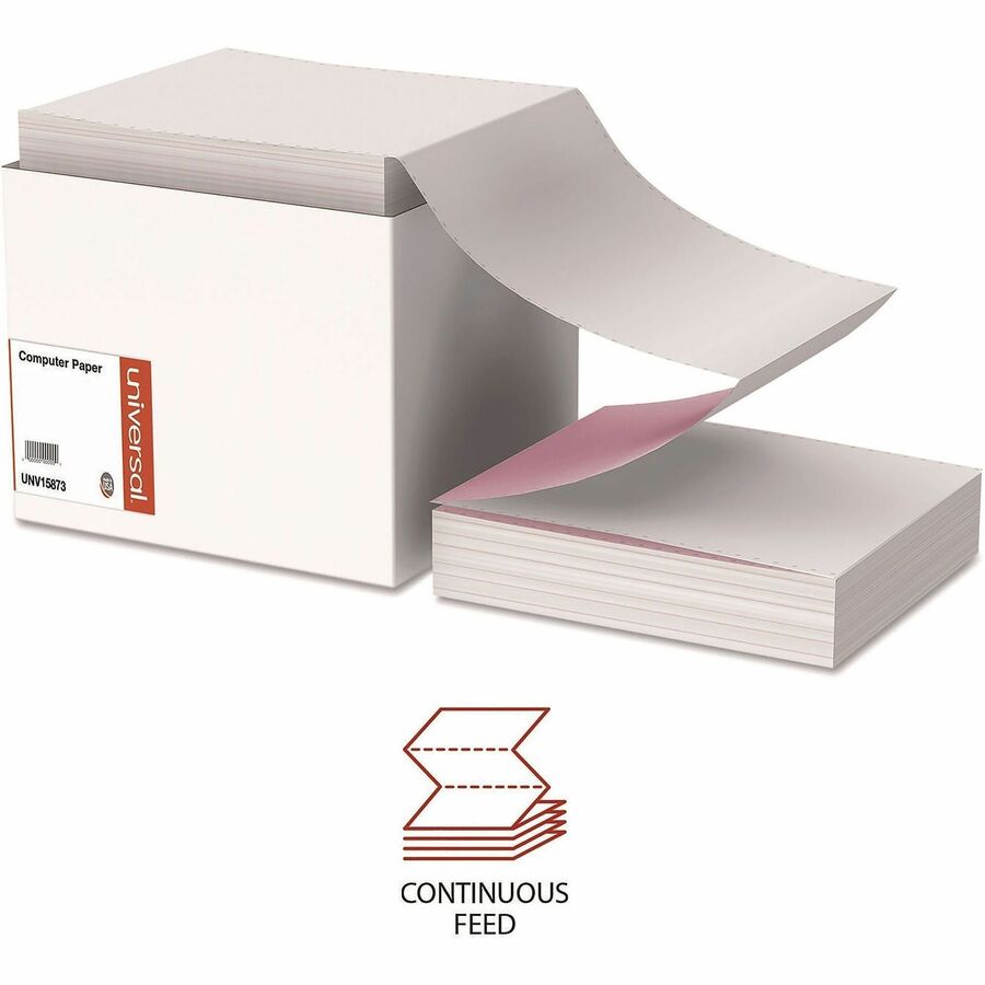 Universal Continuous Paper - 92 Brightness - 15 lb Basis Weight - White, Canary, Pink - 1200 Sheets - 1200 / Carton
