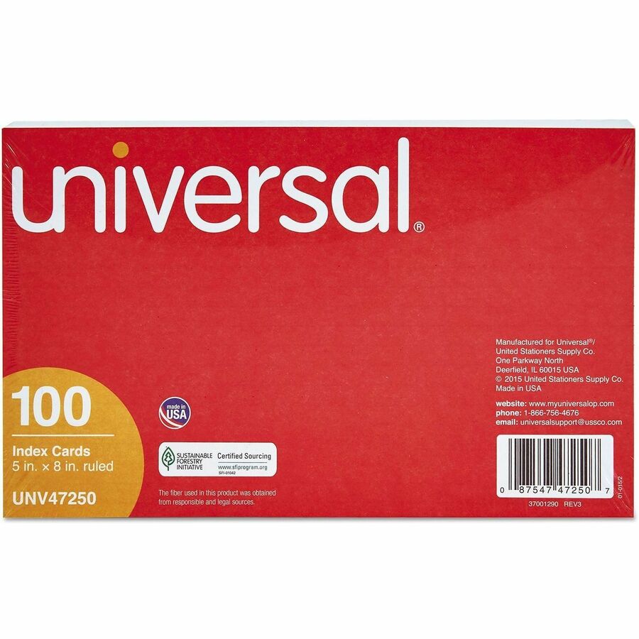 5" Width x 8" LengthRecycled - Ruled - 100 / Pack
