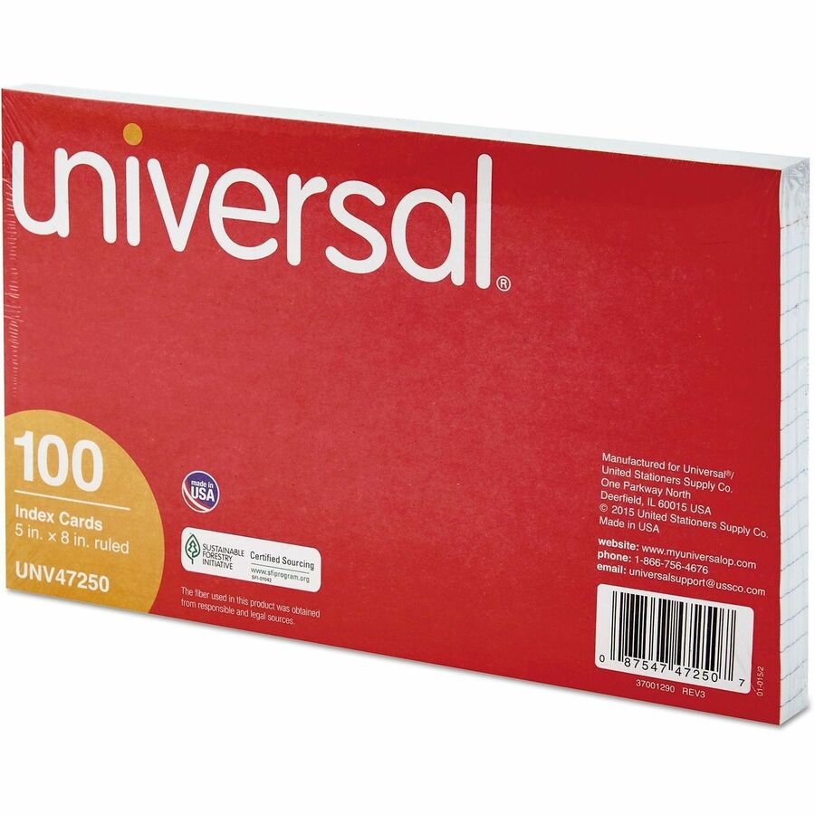 5" Width x 8" LengthRecycled - Ruled - 100 / Pack
