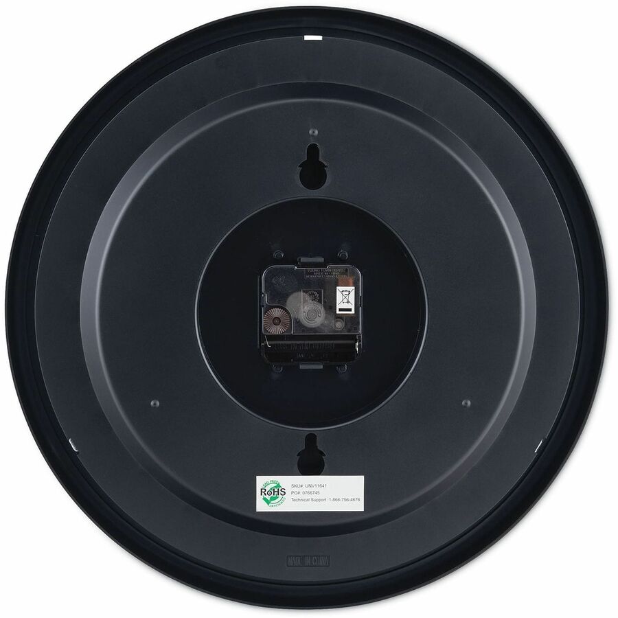 Universal Wall Clock - Analog - Quartz - White Main Dial - Black Case - Plastic