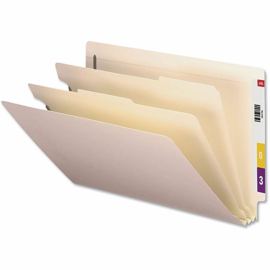 Universal Straight Tab Cut Legal Classification Folder - 8 1/2" x 14" - 2" Expansion - 6 Fastener(s) - 2" Fastener Capacity - End Tab Location - 2 Divider(s) - Manila - 10 Box