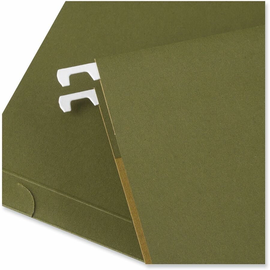 Universal 1/5 Tab Cut Letter Hanging Folder - 8 1/2" x 11" - 1" Expansion - Assorted Tab Position - 11 pt. - Stock - Standard Green - 25 Box