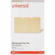 Universal 1/3 Tab Cut Legal Top Tab File Folder - 8 1/2" x 14" - 3/4" Expansion - Assorted Tab Position - 11 pt. - Manila - 100 Box