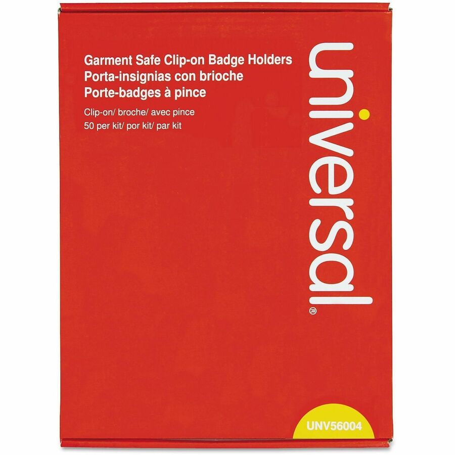 Universal Name Badge Holder, Horizontal, Plastic, Clear, 50/Box
