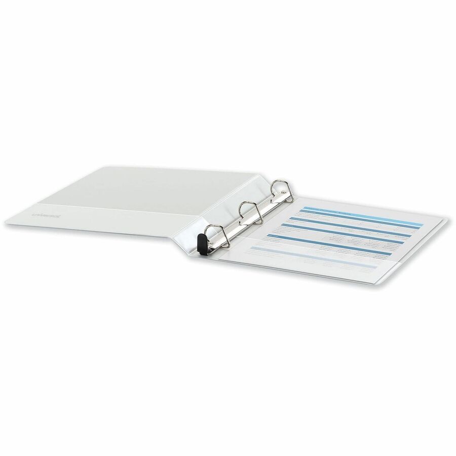 1" Binder Capacity - Letter - 8 1/2" x 11" Sheet Size - 250 Sheet Capacity - 3 Ring(s) - Fastener(s): Ring - Pocket(s): 2, Inside Front & Back - Polypropylene - White - Non-stick - 1 Each