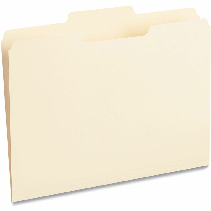 Universal 1/3 Tab Cut Letter Top Tab File Folder - 8 1/2" x 11" - 3/4" Expansion - Center Tab Position - 11 pt. - Manila - 100 Box