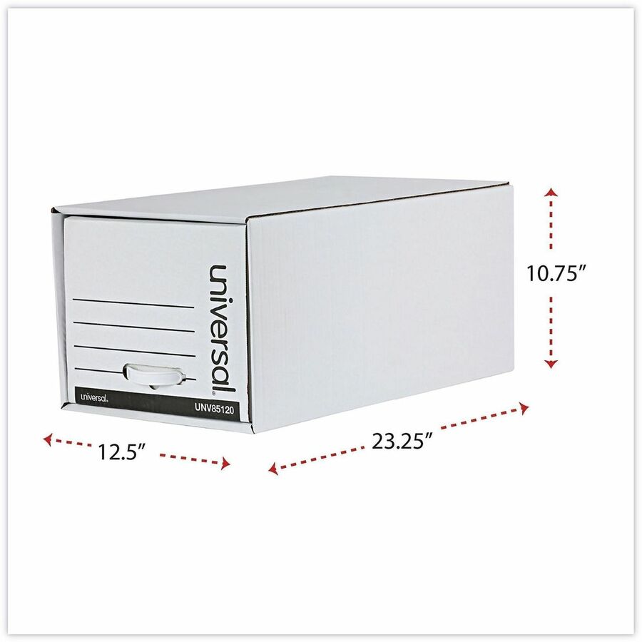 Internal Dimensions: 12.50" Width x 23.25" Depth x 10.75" Height - Media Size Supported: Letter - Medium Duty - Corrugated Fiberboard - White - For Box File - 6 / Carton
