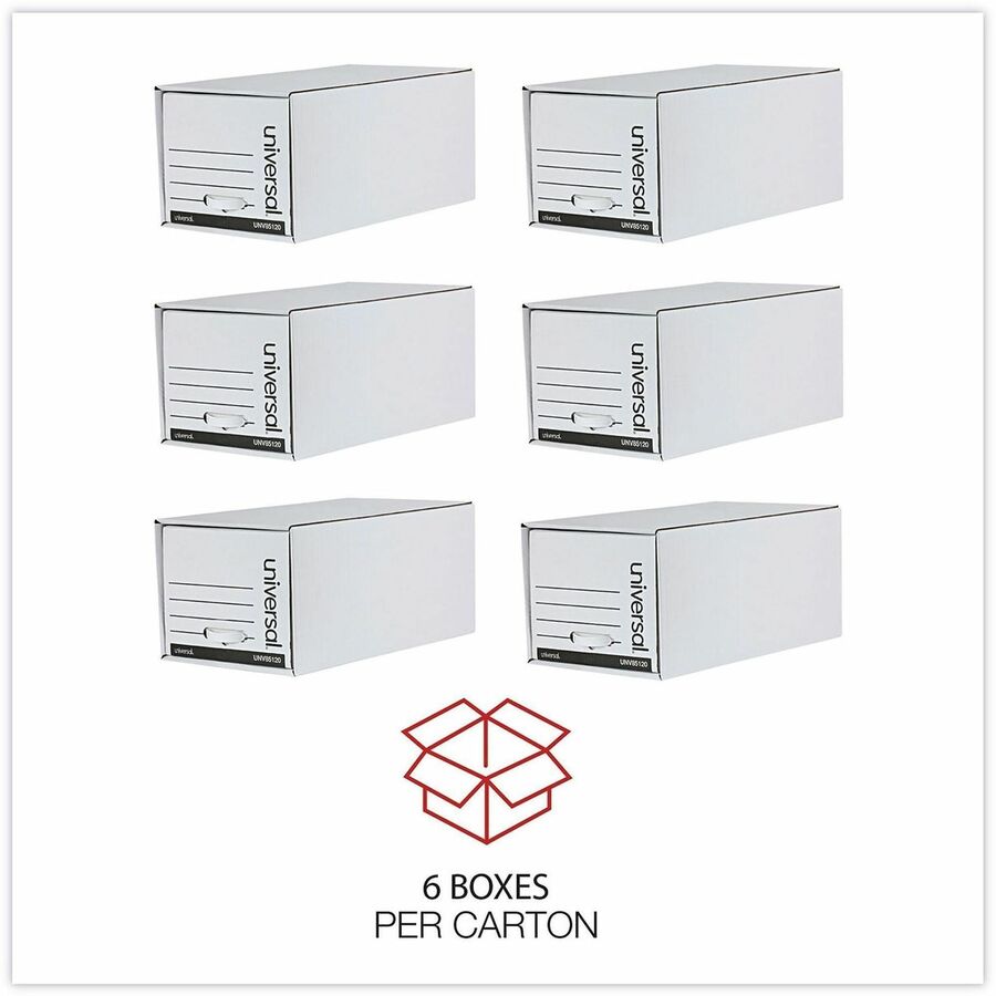 Internal Dimensions: 12.50" Width x 23.25" Depth x 10.75" Height - Media Size Supported: Letter - Medium Duty - Corrugated Fiberboard - White - For Box File - 6 / Carton