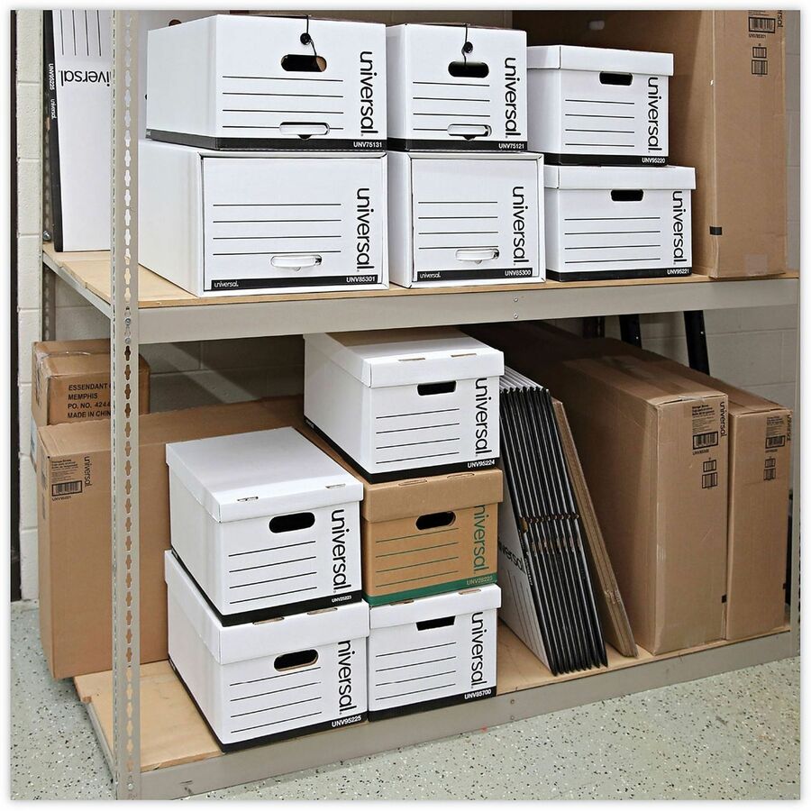 Internal Dimensions: 12.50" Width x 23.25" Depth x 10.75" Height - Media Size Supported: Letter - Medium Duty - Corrugated Fiberboard - White - For Box File - 6 / Carton