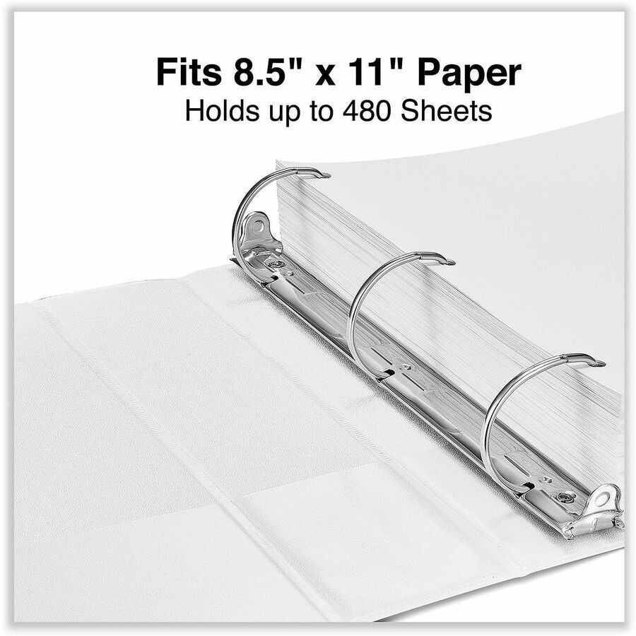 2" Binder Capacity - Letter - 8 1/2" x 11" Sheet Size - 500 Sheet Capacity - 3 Ring(s) - Fastener(s): Ring - Pocket(s): 2, Inside Front & Back - Polypropylene - White - Non-stick - 1 Each