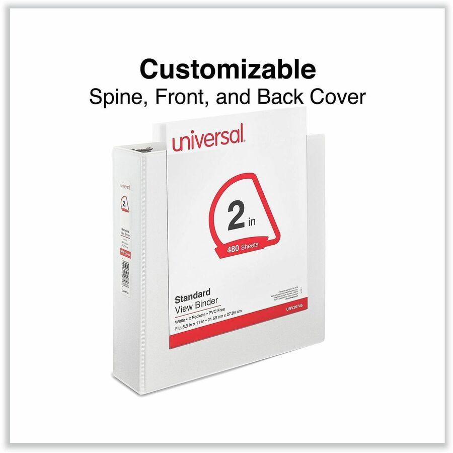 2" Binder Capacity - Letter - 8 1/2" x 11" Sheet Size - 500 Sheet Capacity - 3 Ring(s) - Fastener(s): Ring - Pocket(s): 2, Inside Front & Back - Polypropylene - White - Non-stick - 1 Each