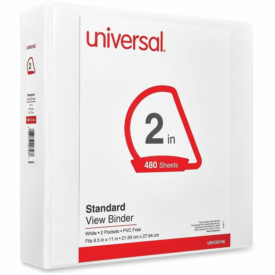 2" Binder Capacity - Letter - 8 1/2" x 11" Sheet Size - 500 Sheet Capacity - 3 Ring(s) - Fastener(s): Ring - Pocket(s): 2, Inside Front & Back - Polypropylene - White - Non-stick - 1 Each
