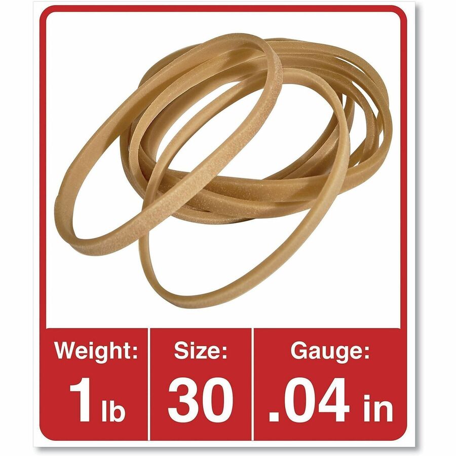 Size: #30 - 2" Length x 0.1" Width - 12 lb/in - Rubber - Beige - 1100 / Pack