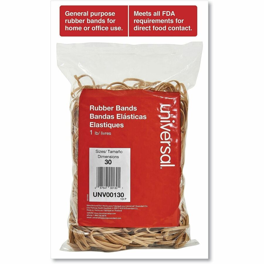 Size: #30 - 2" Length x 0.1" Width - 12 lb/in - Rubber - Beige - 1100 / Pack