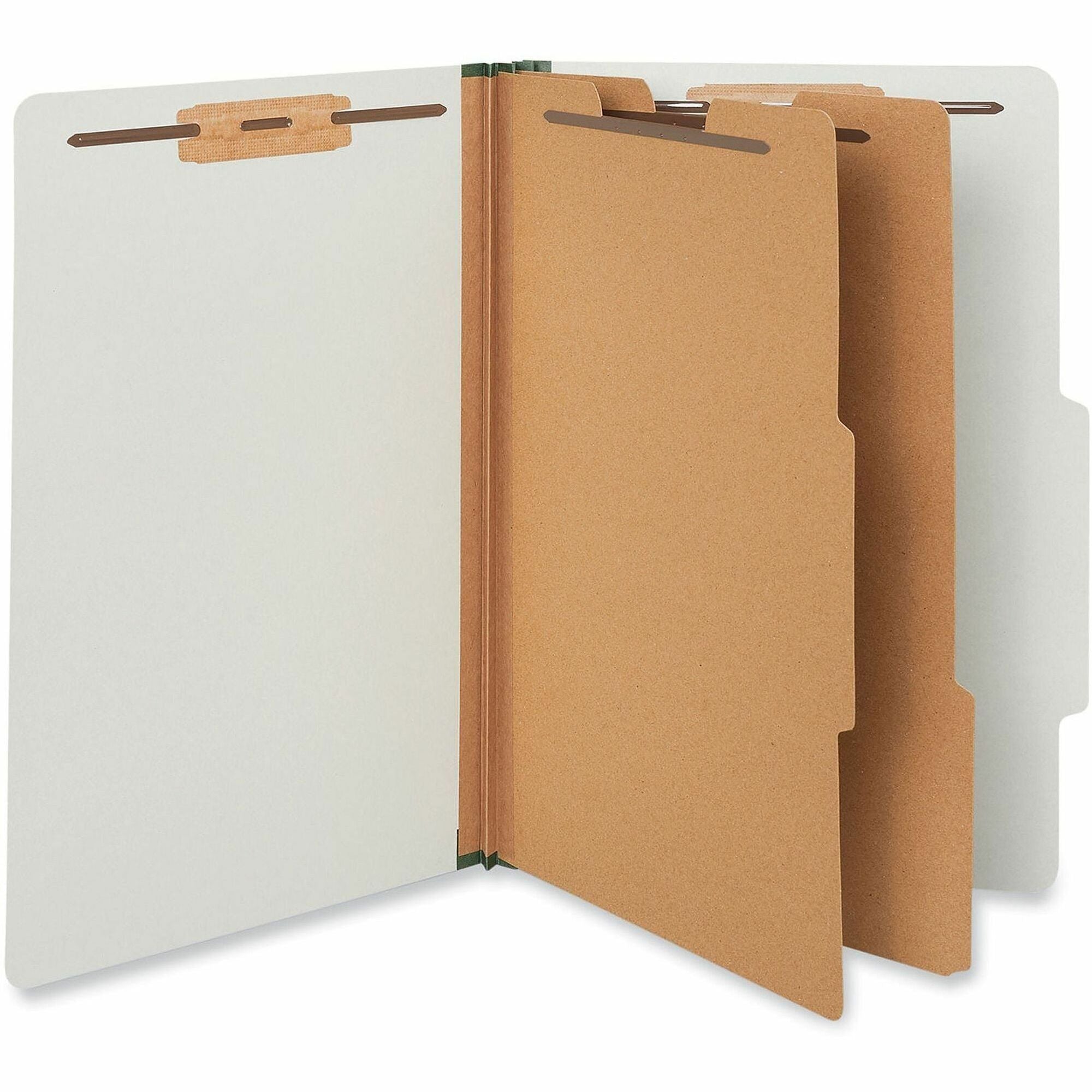 Universal 2/5 Tab Cut Legal Classification Folder - 8 1/2" x 14" - 2" Expansion - 6 Fastener(s) - 2" Fastener Capacity - Top Tab Location - Right of Center Tab Position - 2 Divider(s) - Gray - 10 Box