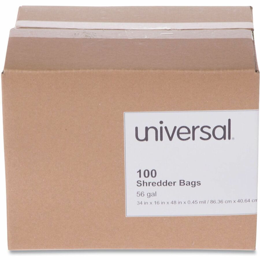Universal Shredder Bag - 56 gal - 48" Height x 34" Width x 16" Depth - High-density Polyethylene (HDPE) Resin - Clear - 100 / Box