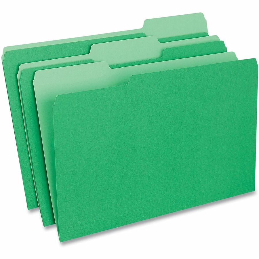 Universal 1/3 Tab Cut Legal Top Tab File Folders, 8 1/2" x 14", Assorted Tab Positions, 11 pt. Stock, Box of 100