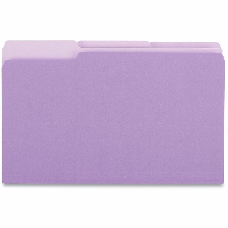 Universal 1/3 Tab Cut Legal Top Tab File Folders, 8 1/2" x 14", Assorted Tab Positions, 11 pt. Stock, Box of 100