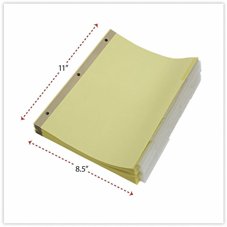Universal Index Divider - 5 Side Tab(s) - Letter - 8.50" Width x 11" Length - 3 Hole Punched - Buff Paper Divider - Clear Plastic Tab(s) - Recycled - Customizable, Double-sided, Gold Reinforced Binding Edge - 24 Set
