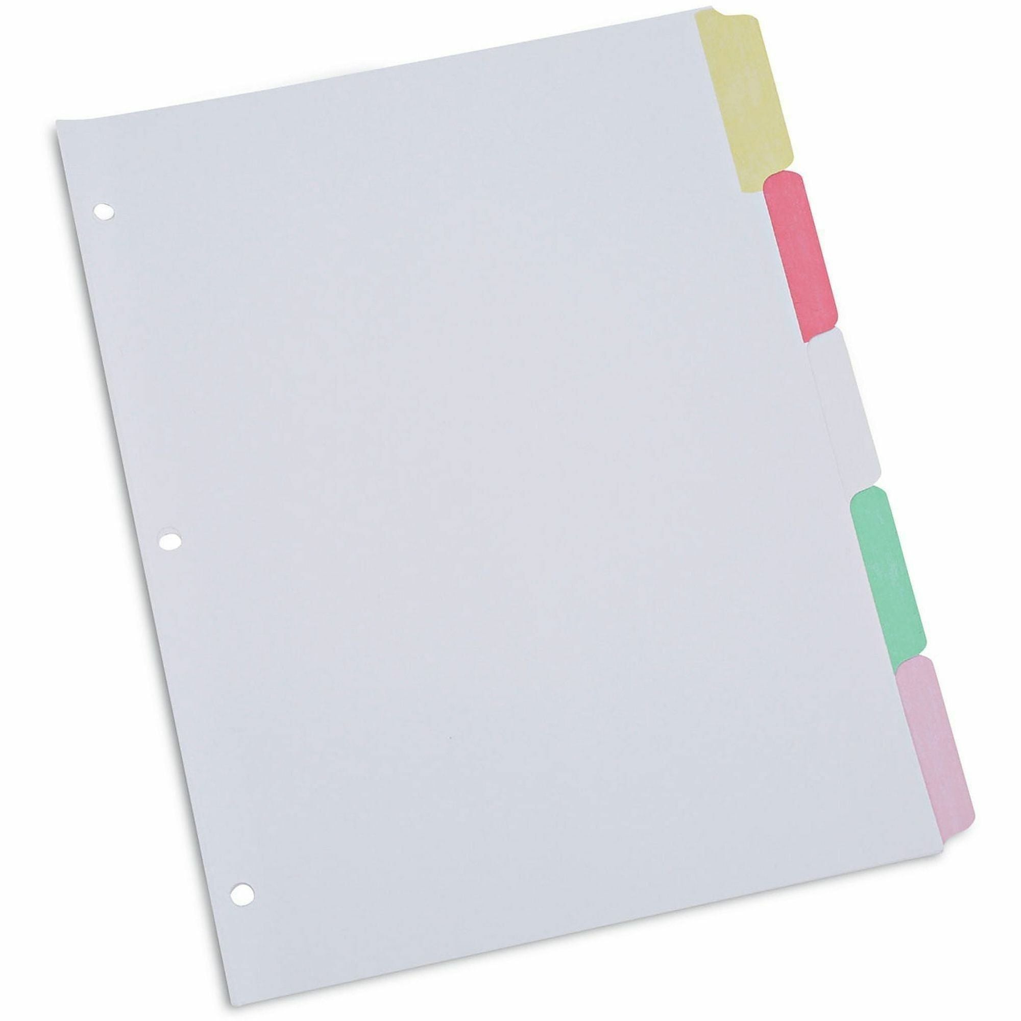 5 Write-on Side Tab(s) - 5 Tab(s)/Set - Letter - 8.50" Width x 11" Length - 3 Hole Punched - White Paper Divider - Assorted Paper Tab(s) - Recycled - Customizable, Double-sided, Reinforced Edges, Laminated Tab - 1 Set