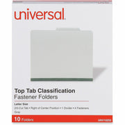 Universal 2/5 Tab Cut Letter Classification Folder - 8 1/2" x 11" - 2" Expansion - 4 Fastener(s) - 2" Fastener Capacity - Top Tab Location - Right of Center Tab Position - 1 Divider(s) - Gray - 10 Box