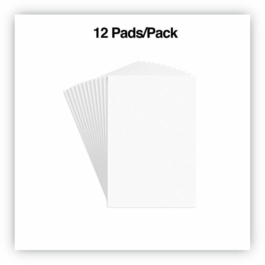 1 Subject(s) - 100 Sheets - Plain - Glued - Unruled Front Ruling - 16 lb Basis Weight - 6" Height x 4" Width - White Paper - 12 / Pack