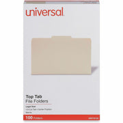 Universal 1/3 Tab Cut Legal Top Tab File Folder - 8 1/2" x 14" - 3/4" Expansion - Center Tab Position - 11 pt. - Manila - 100 Box