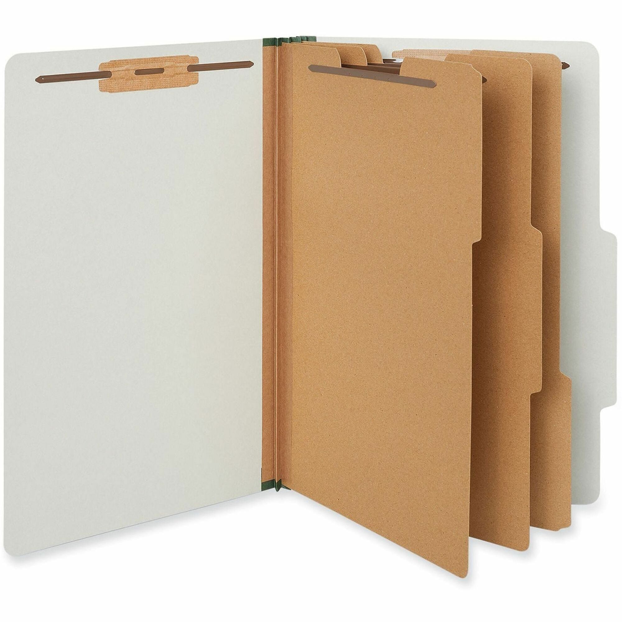 Universal 2/5 Tab Cut Legal Classification Folder - 8 1/2" x 14" - 3" Expansion - 8 Fastener(s) - 2" Fastener Capacity - Top Tab Location - Right of Center Tab Position - 3 Divider(s) - Gray - 10 Box