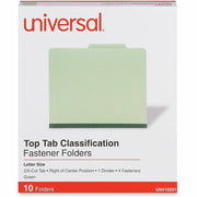 Universal 2/5 Tab Cut Letter Classification Folder - 8 1/2" x 11" - 2" Expansion - 4 Fastener(s) - 2" Fastener Capacity - Top Tab Location - Right of Center Tab Position - 1 Divider(s) - Green - 10 Box