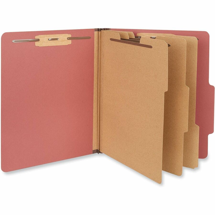 Universal 2/5 Tab Cut Letter Classification Folder - 8 1/2" x 11" - 3" Expansion - 8 Fastener(s) - 2" Fastener Capacity - Top Tab Location - Right of Center Tab Position - 3 Divider(s) - Red - 10 Box