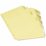 5 Write-on Side Tab(s) - Letter - 8.50" Width x 11" Length - 3 Hole Punched - Buff Paper Divider - Clear Plastic Tab(s) - Recycled - Customizable, Mylar Reinforced Edge - 6 / Set