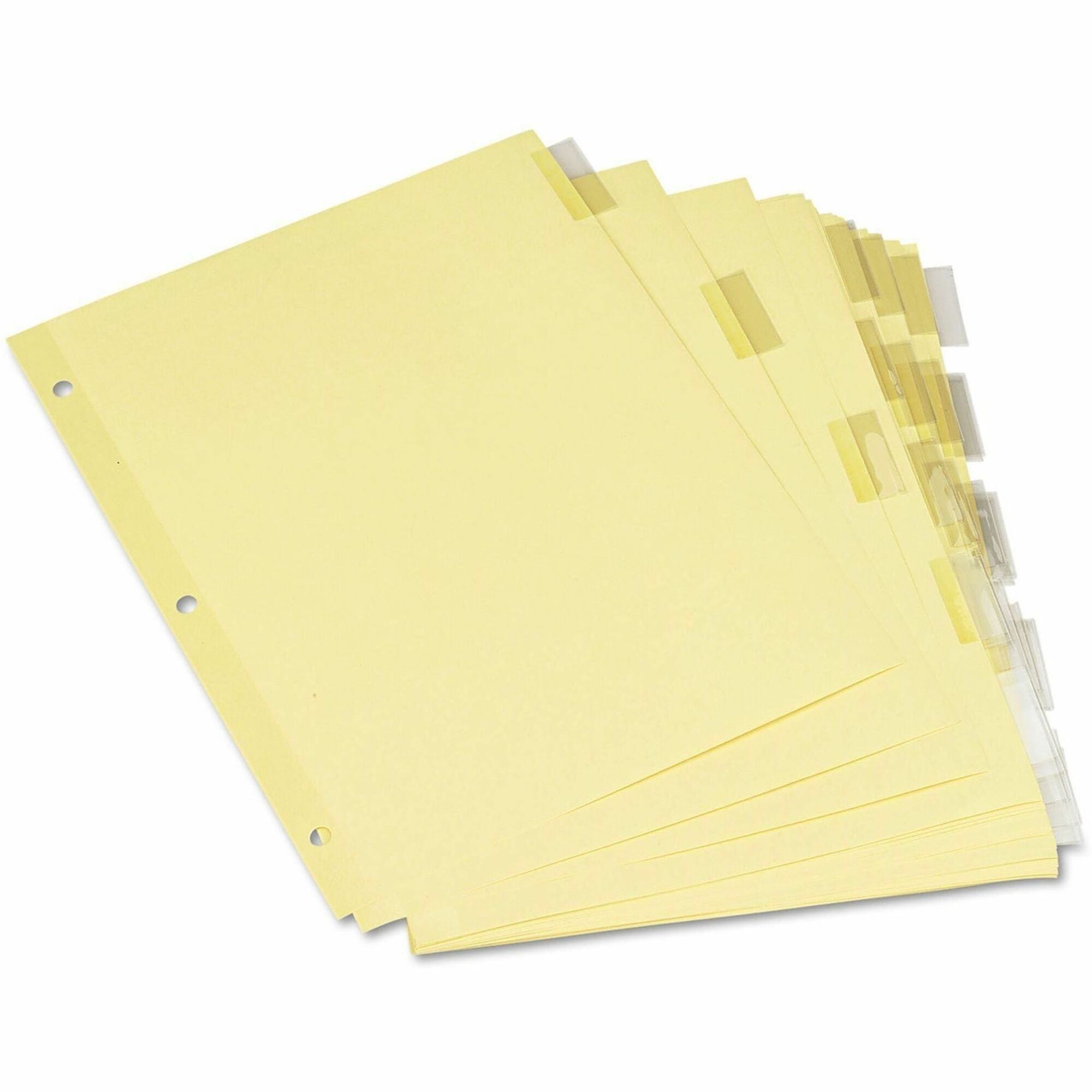 5 Write-on Side Tab(s) - Letter - 8.50" Width x 11" Length - 3 Hole Punched - Buff Paper Divider - Clear Plastic Tab(s) - Recycled - Customizable, Mylar Reinforced Edge - 6 / Set