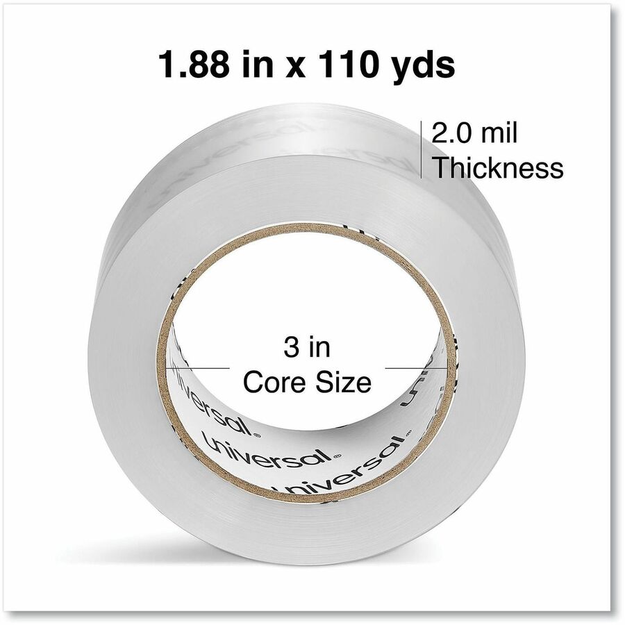 109 yd Length x 1.88" Width x 2 mil Thickness - 3" Core - Clear - Acrylic - Plastic Backing - 6 / Pack