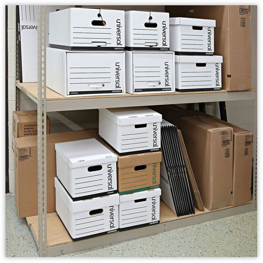 Internal Dimensions: 15.13" Width x 24" Depth x 10.25" Height - Media Size Supported: Legal - Lift-off Closure - Medium Duty - Stackable - Corrugated Fiberboard - White - For Box File - 12 / Carton