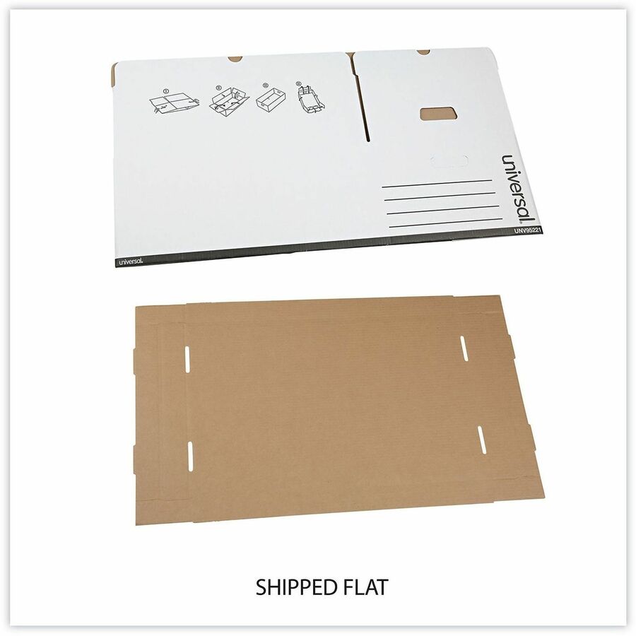 Internal Dimensions: 15.13" Width x 24" Depth x 10.25" Height - Media Size Supported: Legal - Lift-off Closure - Medium Duty - Stackable - Corrugated Fiberboard - White - For Box File - 12 / Carton