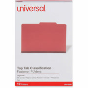 Universal 2/5 Tab Cut Legal Classification Folder - 8 1/2" x 14" - 2" Expansion - 4 Fastener(s) - 2" Fastener Capacity - Top Tab Location - Right of Center Tab Position - 1 Divider(s) - Red - 10 Box